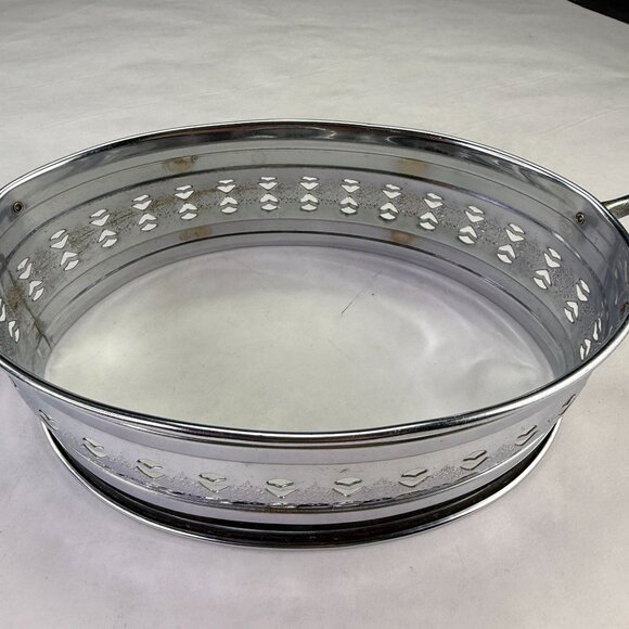 Vintage Oval Metal Filigree Serving Stand With Handles - Picture 8 of 15